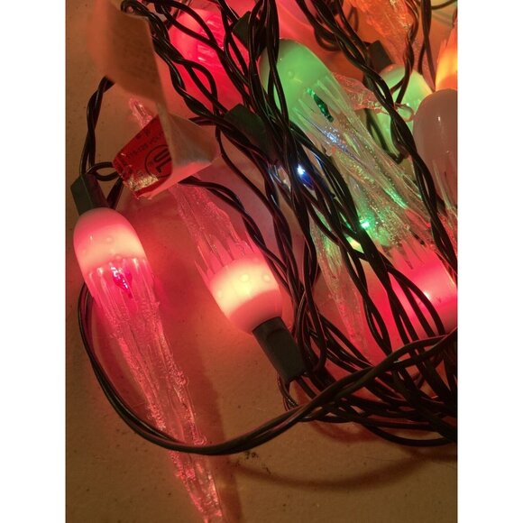 20 Multicolor Midget Icicle Lights Indoor Outdoor String Christmas Lights - Picture 4 of 8